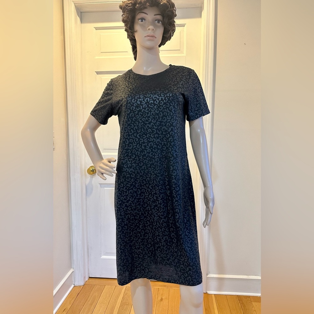 Tibi New York Black Shiny Animal Jacquard Print Dress Sz S